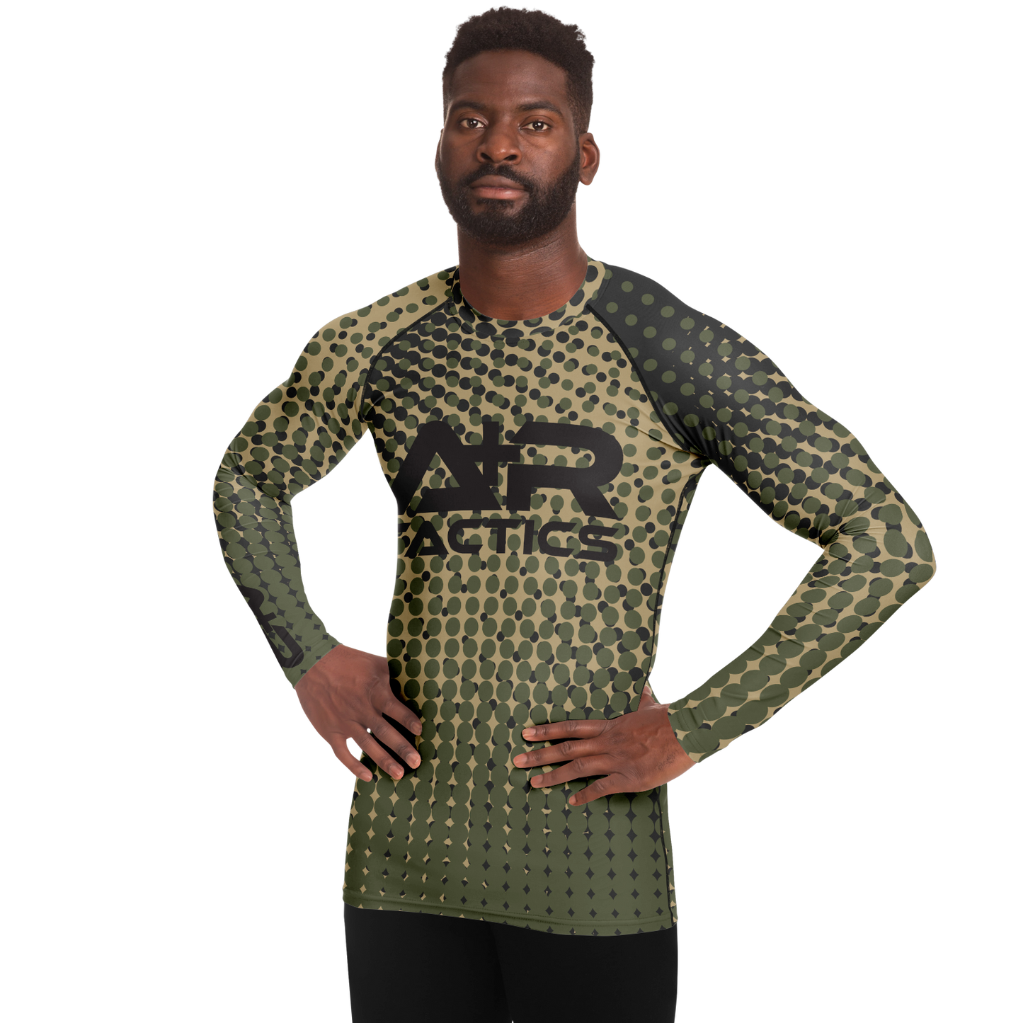 A+R Tactics Logo Mens Rashguard, Green Abstract