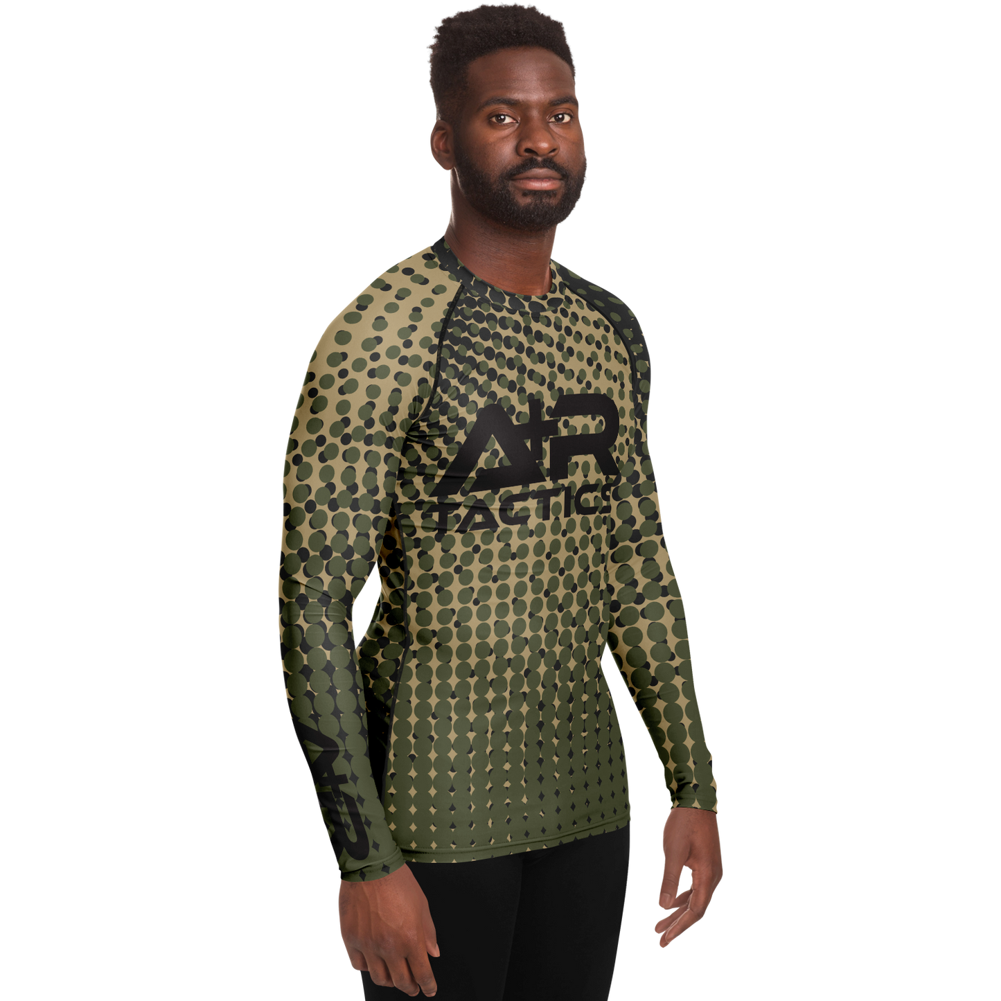 A+R Tactics Logo Mens Rashguard, Green Abstract