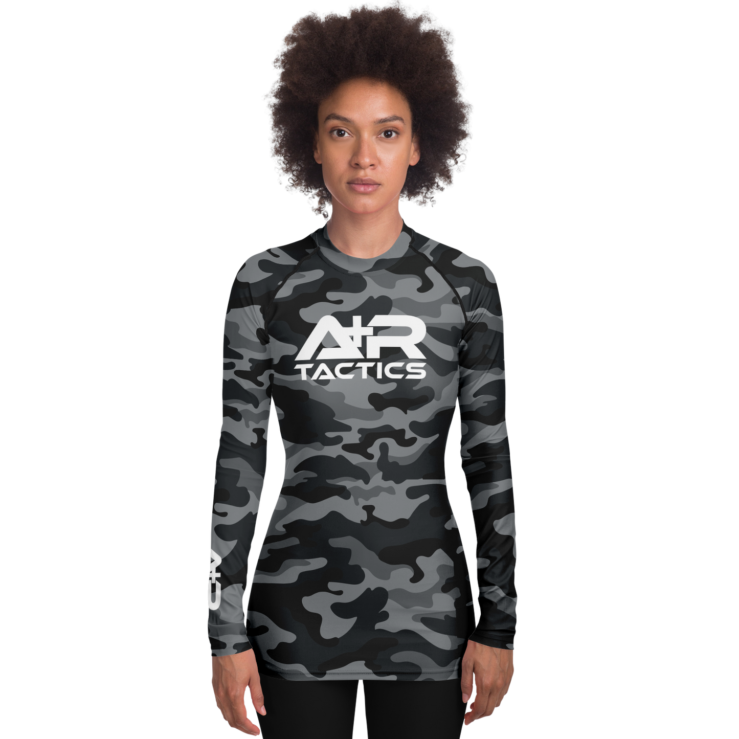 A+R Tactics Logo Womens Rashguard, Black Multicam
