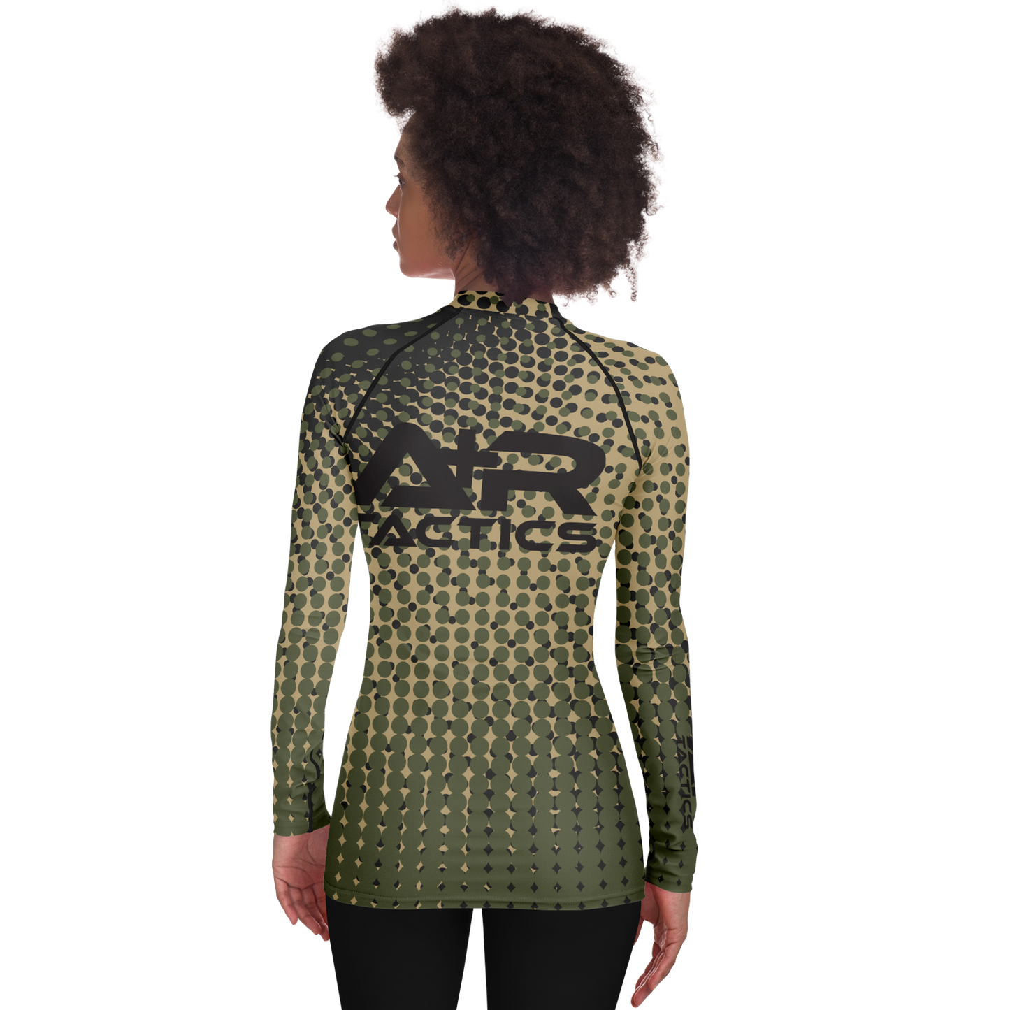 A+R Tactics Logo Womens Rashguard, Green Abstract