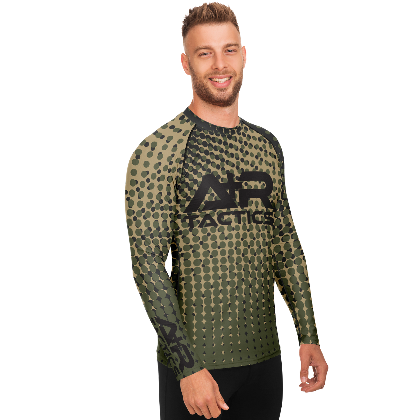 A+R Tactics Logo Mens Rashguard, Green Abstract