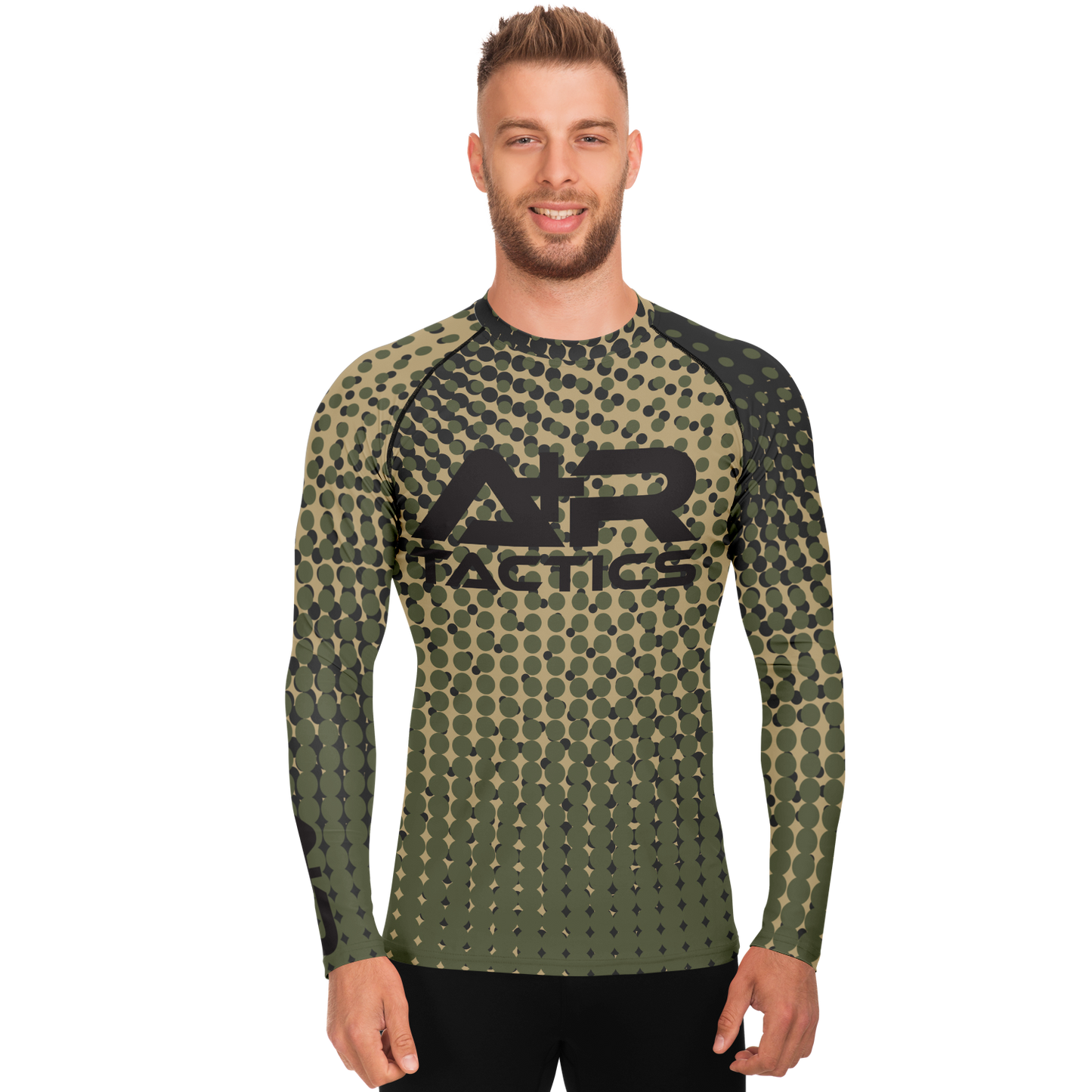 A+R Tactics Logo Mens Rashguard, Green Abstract