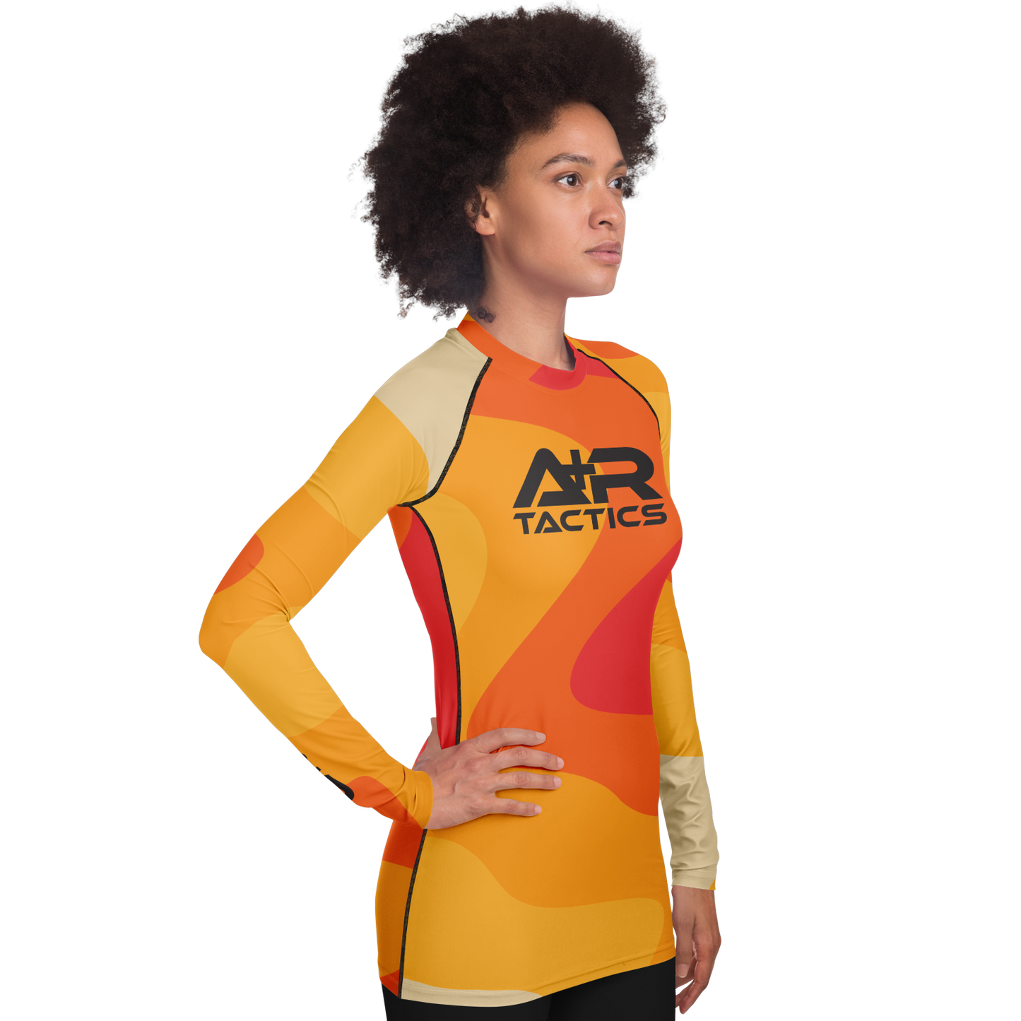 A+R Tactics Logo Womens Rashguard, Retro Flame