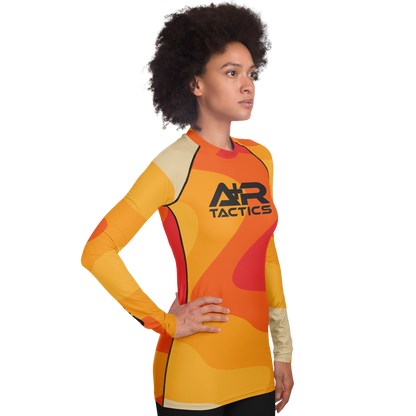 A+R Tactics Logo Womens Rashguard, Retro Flame