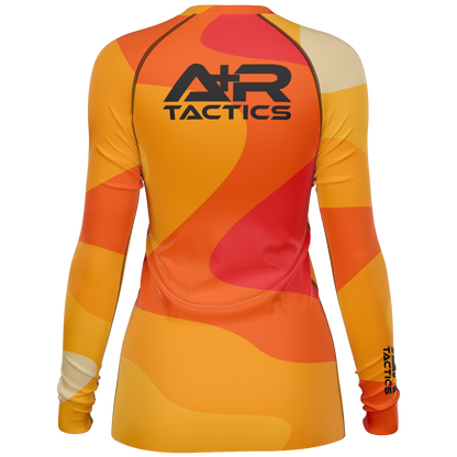 A+R Tactics Logo Womens Rashguard, Retro Flame