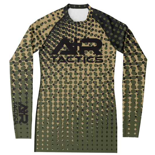 A+R Tactics Logo Womens Rashguard, Green Abstract