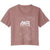 A+R Tactics Logo Womens Flowy Crop Tee, Topographical Logo White