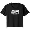 A+R Tactics Logo Womens Flowy Crop Tee, White Print