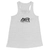 A+R Tactics Logo Womens Flowy Raceback Tank, Lined Logo Black Print