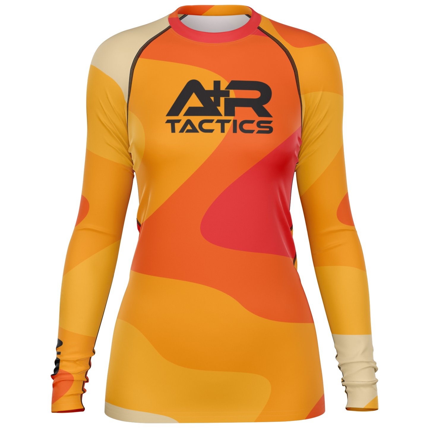 A+R Tactics Logo Womens Rashguard, Retro Flame