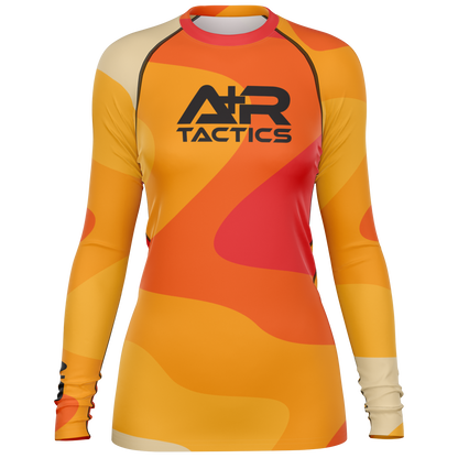 A+R Tactics Logo Womens Rashguard, Retro Flame