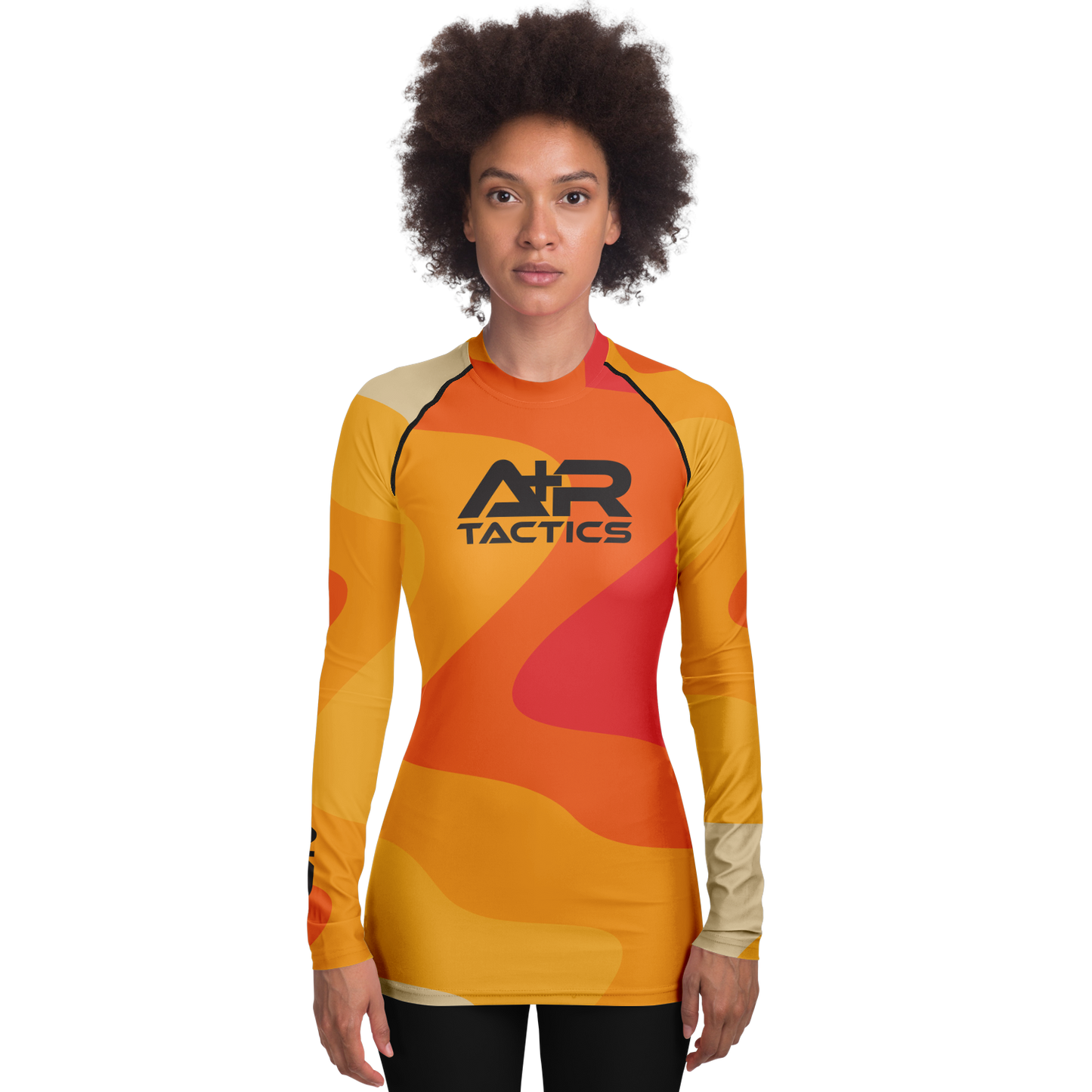 A+R Tactics Logo Womens Rashguard, Retro Flame